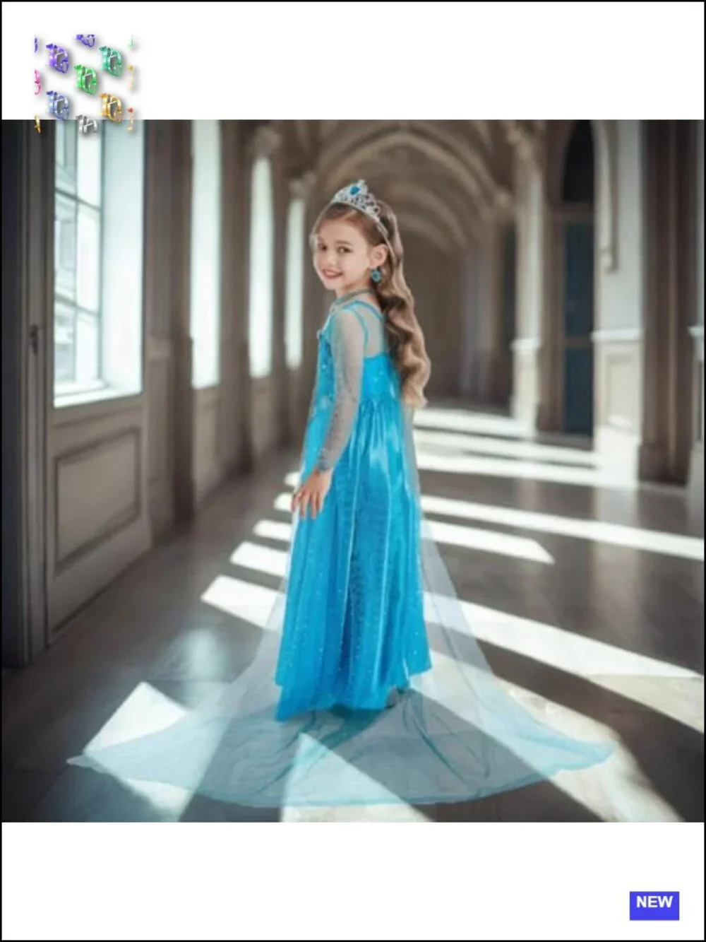 Girls Princess Dress Costume Set with Crown Wand Gloves Wig